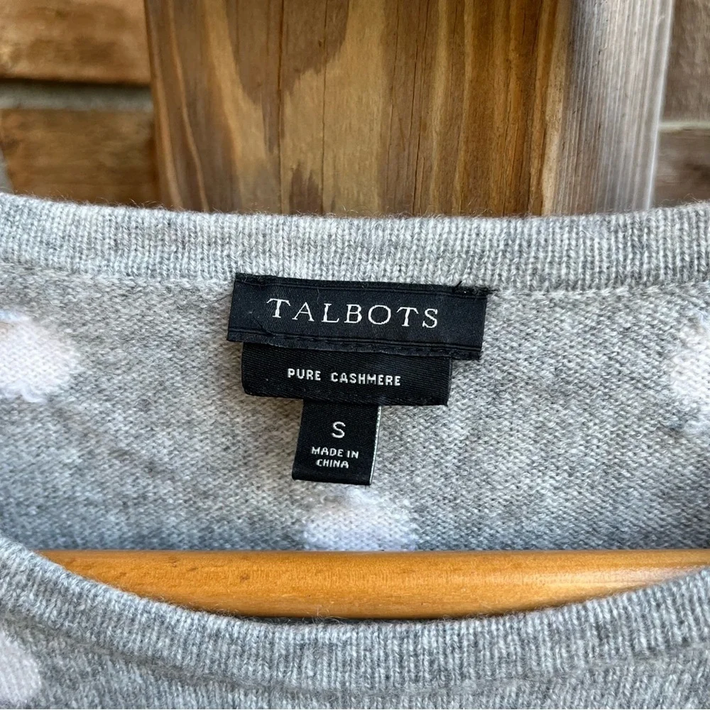 J. Crew 100% Cashmere Light Gray Polka Dot Sweater